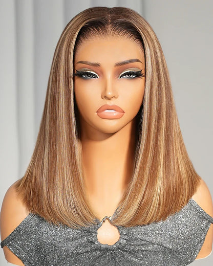 Arabella 13x6 Three-Go™ 280% High Density Ombre Highlight Honey Blonde Glueless Wig Loose Body Wave Bob Wig With Drawstring