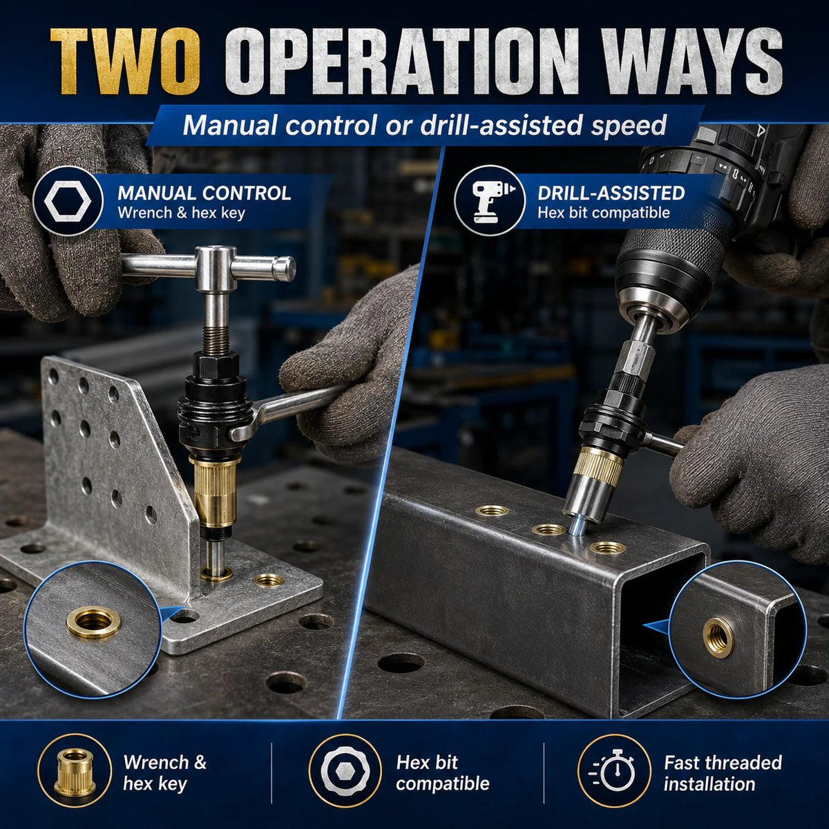 Carbon steel rivet nut set (including M3–M8 sizes)